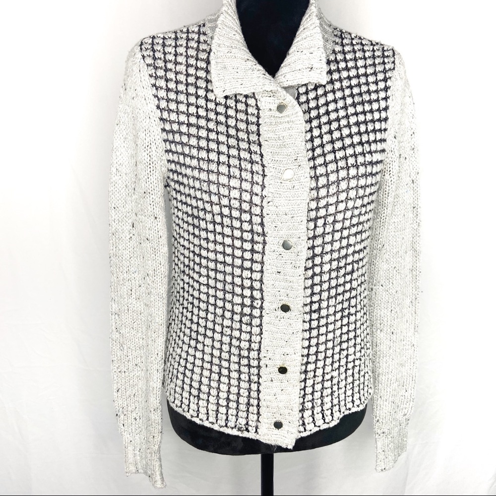 Cabi gray knitted acrylic / cotton snap cardigan S - Picture 2 of 7